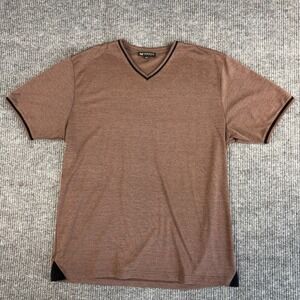 Marcello Sport T Shirt Mens XXL Brown V Neck Ringer Cotton Lycra Pique Tee